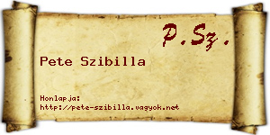 Pete Szibilla névjegykártya